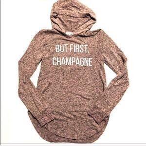 Grayson Threads "But First Champagne" Funny Graphic Cozy Top Women's XS